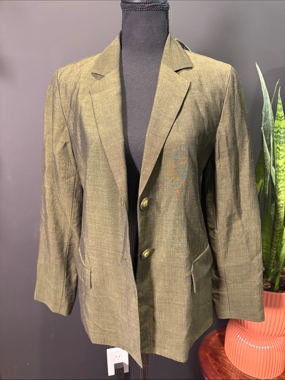 Olive Green Women’s Two-Button Blazer
